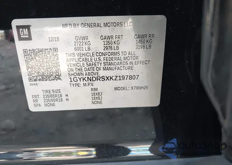 2019 Cadillac Xt5 Luxury z USA, uszkodzony, nr VIN 1GYKNDRSXKZ197807